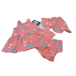 Gerber Infant Girls 3pc Racer Back Tank Dress, Bottoms & Hat Set (0-3M) - NEW!!!